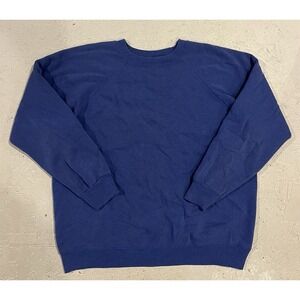 Vintage 90s Hanes Her Way Blank Sweatshirt Crewneck Womens Size L Blue
